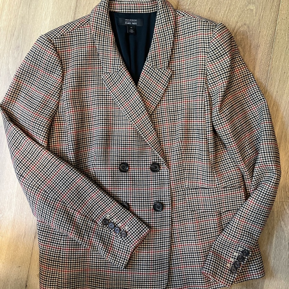 Halogen Beige Multi-Houndstooth Double-Breasted B… - image 5